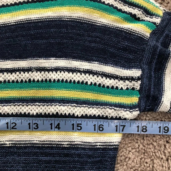 American Living blue linen blend striped sweater 3/4 length sleeves size s - Picture 5 of 7